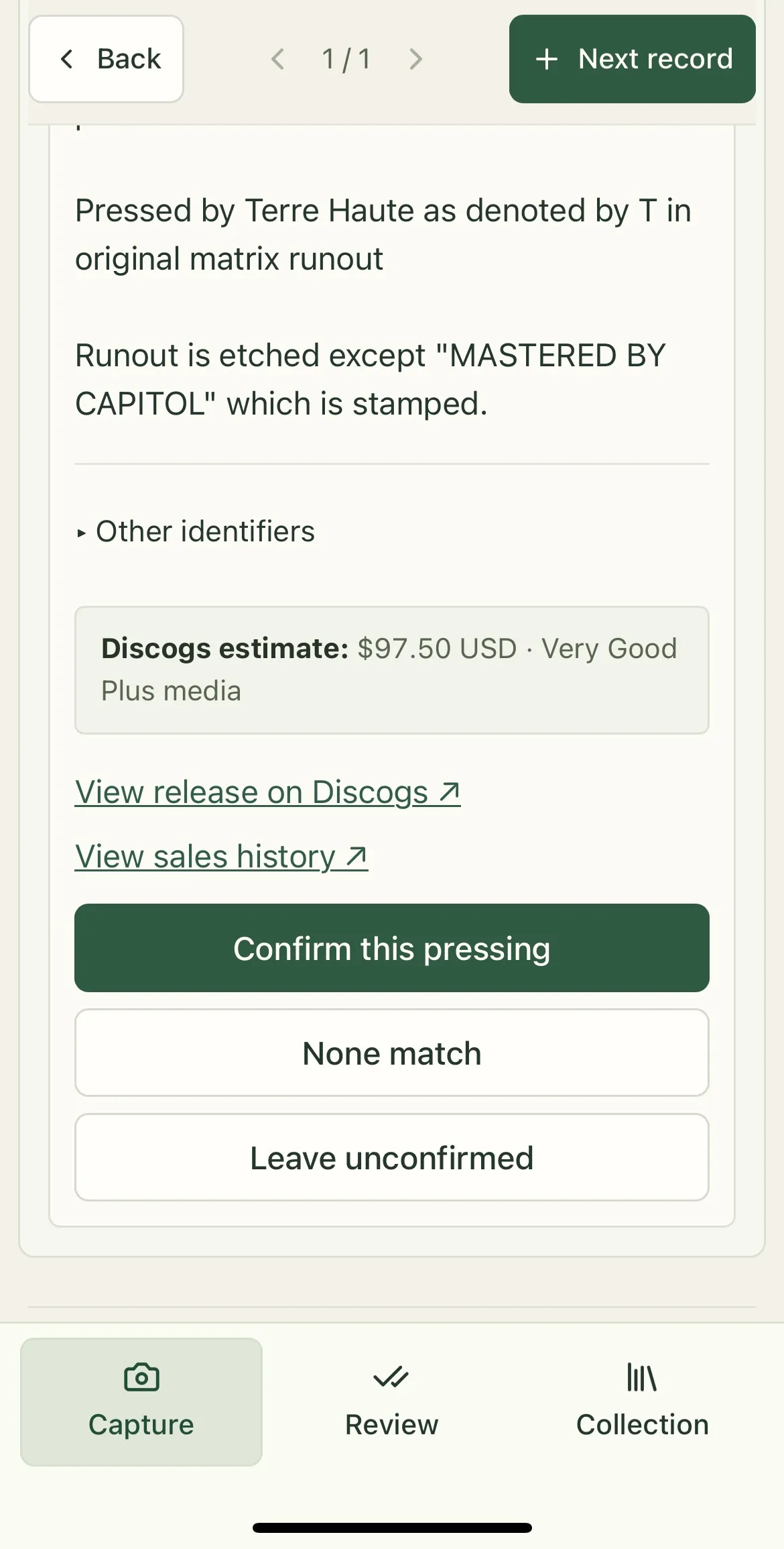 Price estimates, links, and confirmations