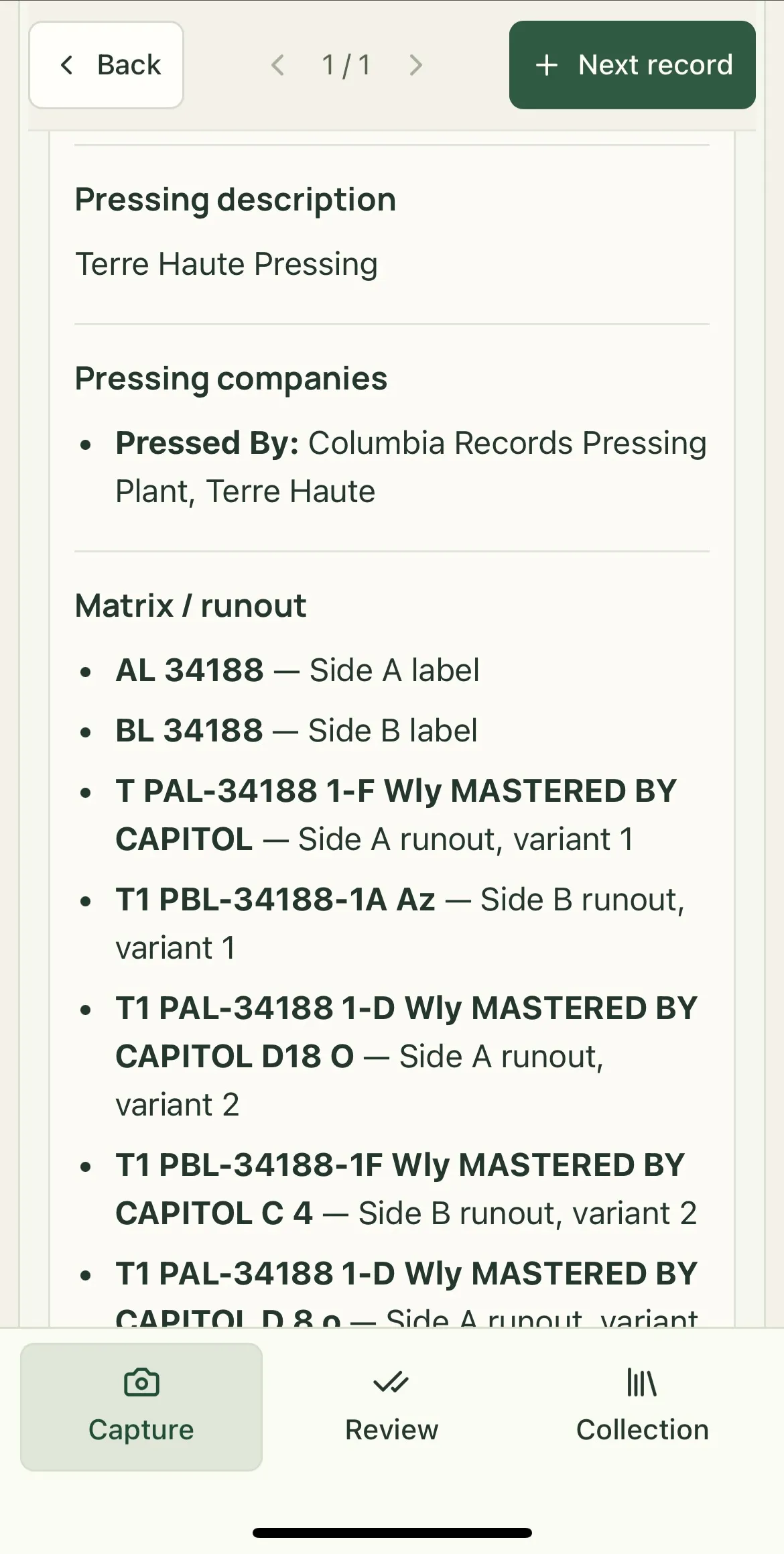 Review images for each Discogs release