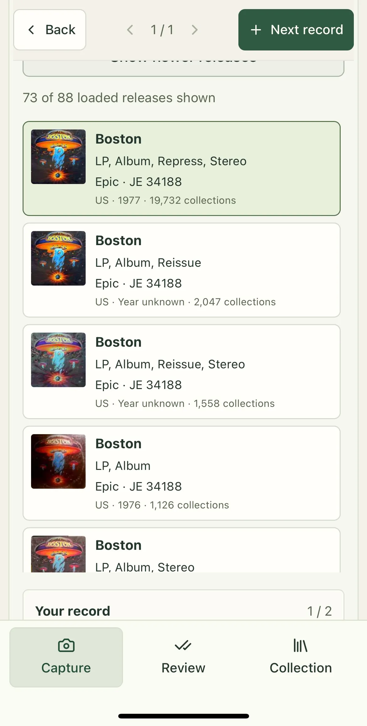 Review Discogs master releases